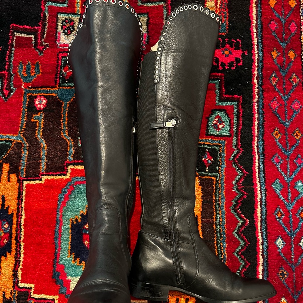 Black Knee-High Leather Boots